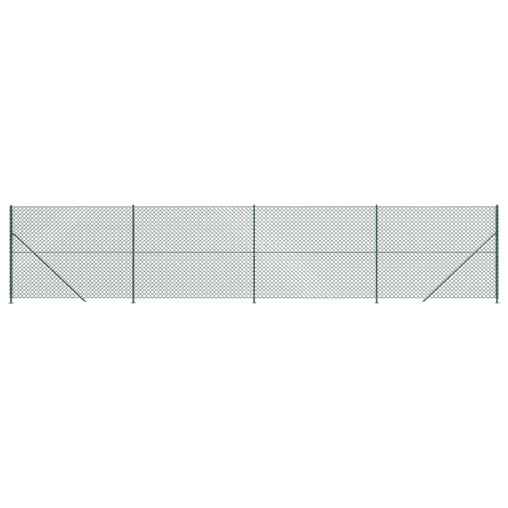 vidaXL Chain Link Fence with Flange Green 1.4x10 m