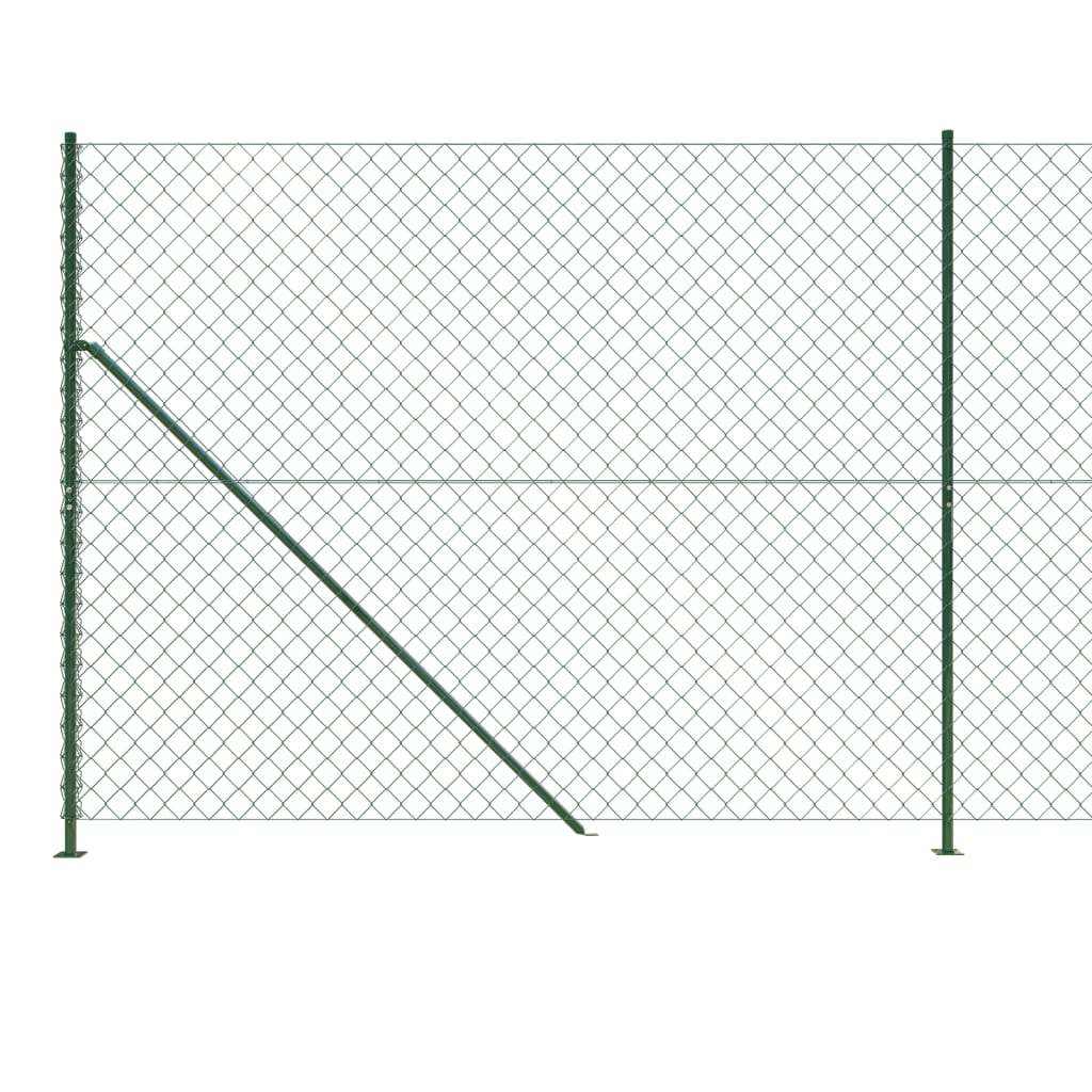 vidaXL Chain Link Fence with Flange Green 1.6x25 m