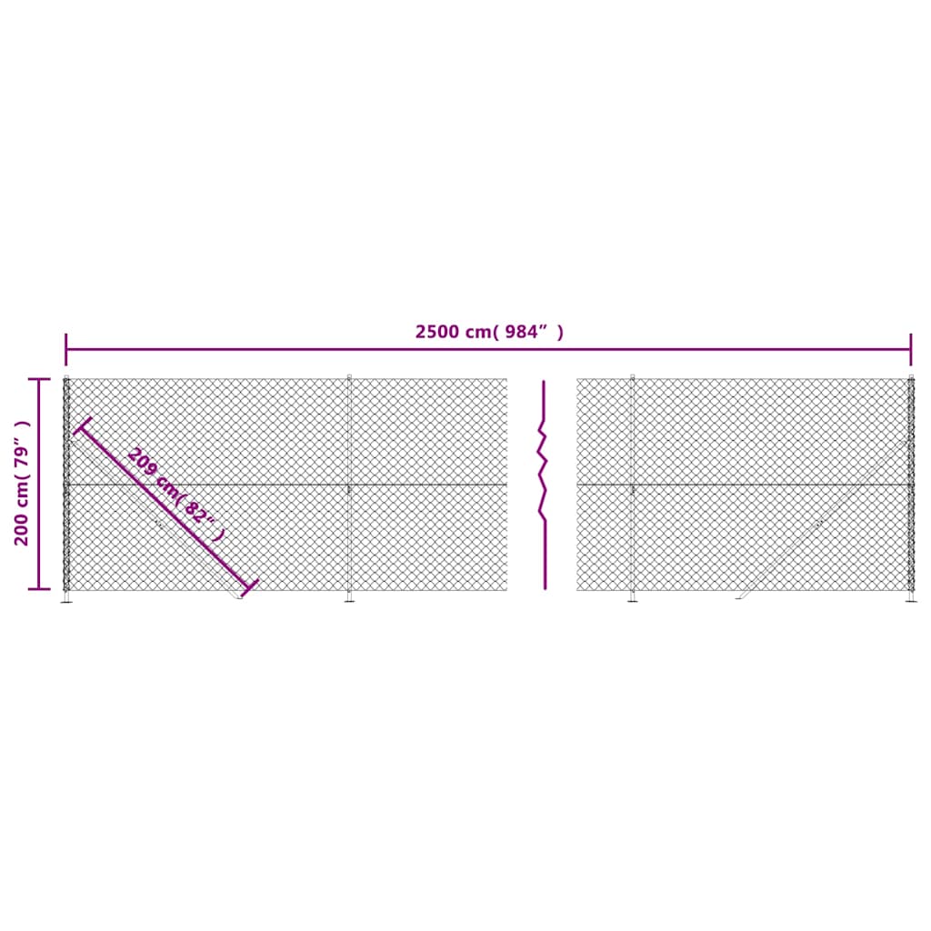 Chain Link Fence with Flange Green 2x25 m