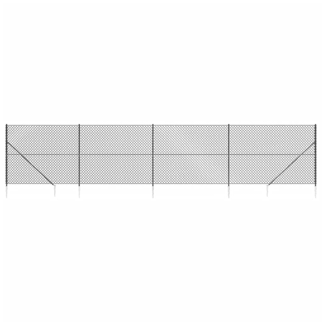 vidaXL Chain Link Fence with Spike Anchors Anthracite 1.4x10 m