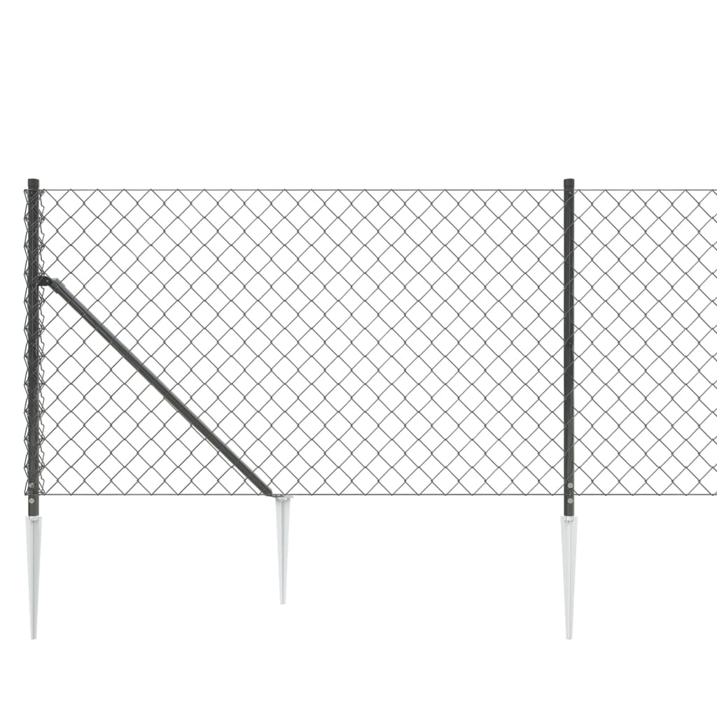 vidaXL Chain Link Fence with Spike Anchors Anthracite 0.8x25 m