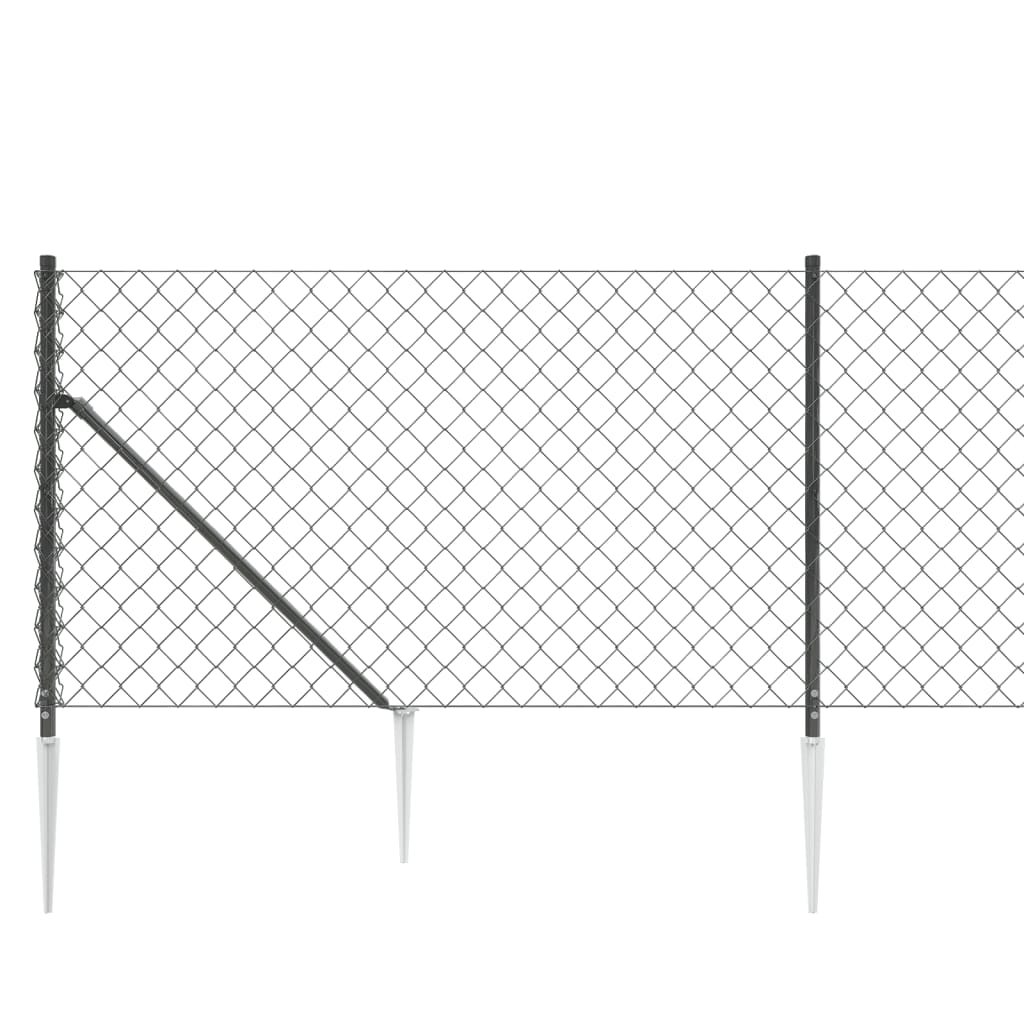 Chain Link Fence with Spike Anchors Anthracite 1.1x25 m