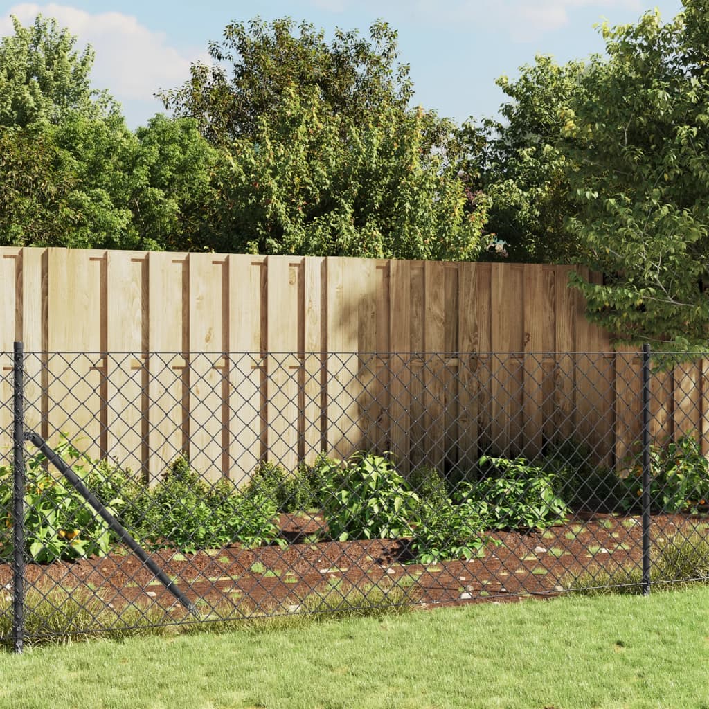 Chain Link Fence with Spike Anchors Anthracite 1.1x25 m