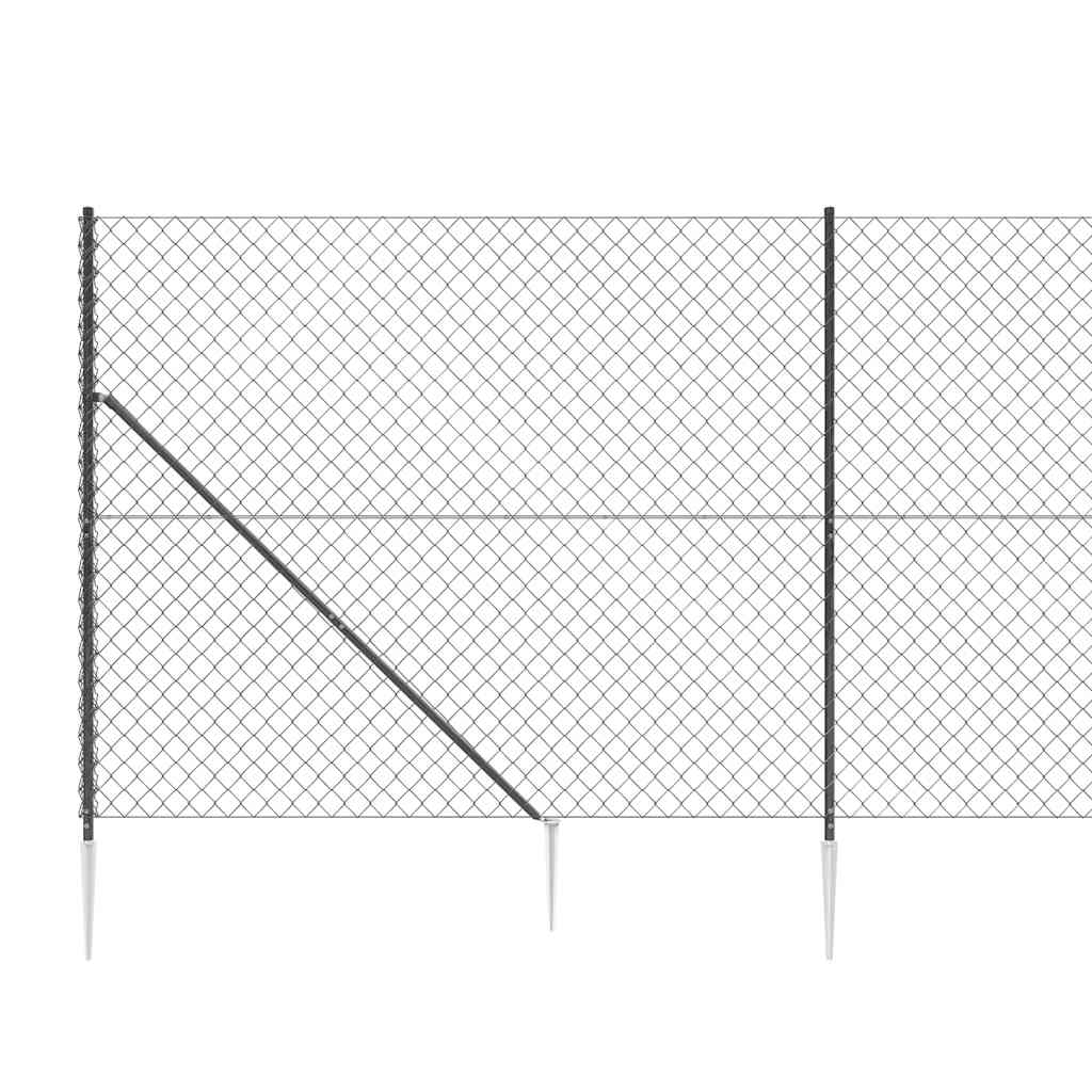 Chain Link Fence with Spike Anchors Anthracite 1.4x25 m