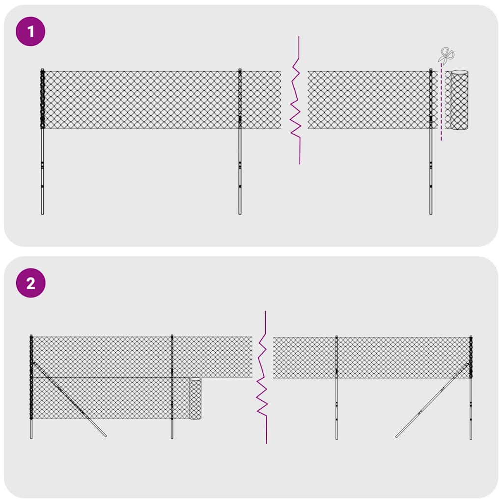 Chain Link Fence with Spike Anchors Anthracite 2x25 m