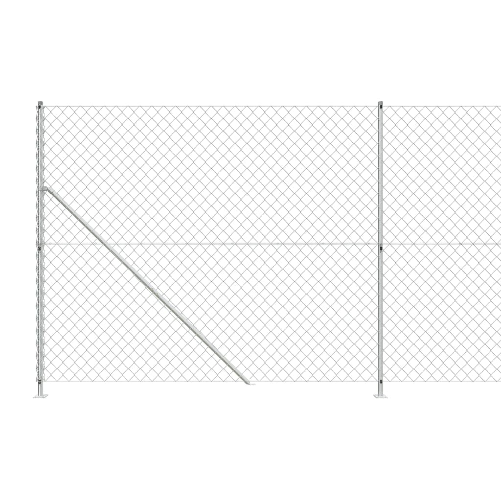 vidaXL Chain Link Fence with Flange Silver 2x10 m