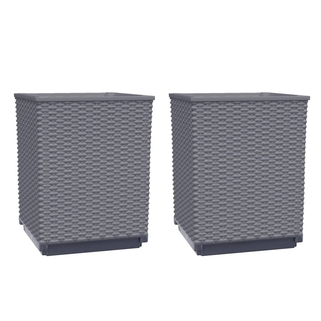 vidaXL Planters 2 pcs Blue Grey 30x30x37 cm Polypropylene