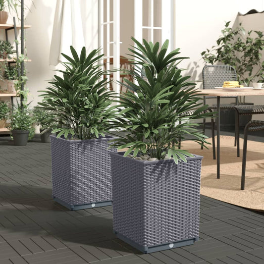 vidaXL Planters 2 pcs Blue Grey 30x30x37 cm Polypropylene