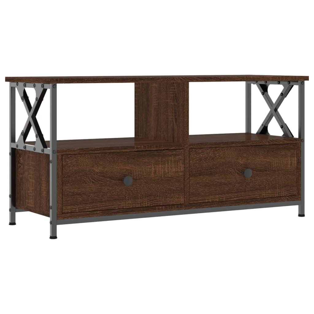 vidaXL TV Cabinet Brown Oak 90x33x45 cm Engineered Wood&Iron