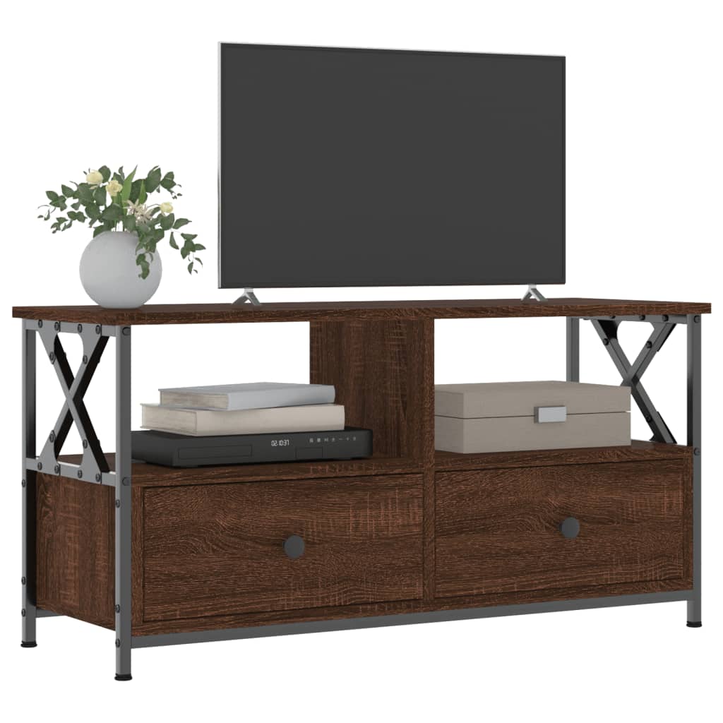 vidaXL TV Cabinet Brown Oak 90x33x45 cm Engineered Wood&Iron