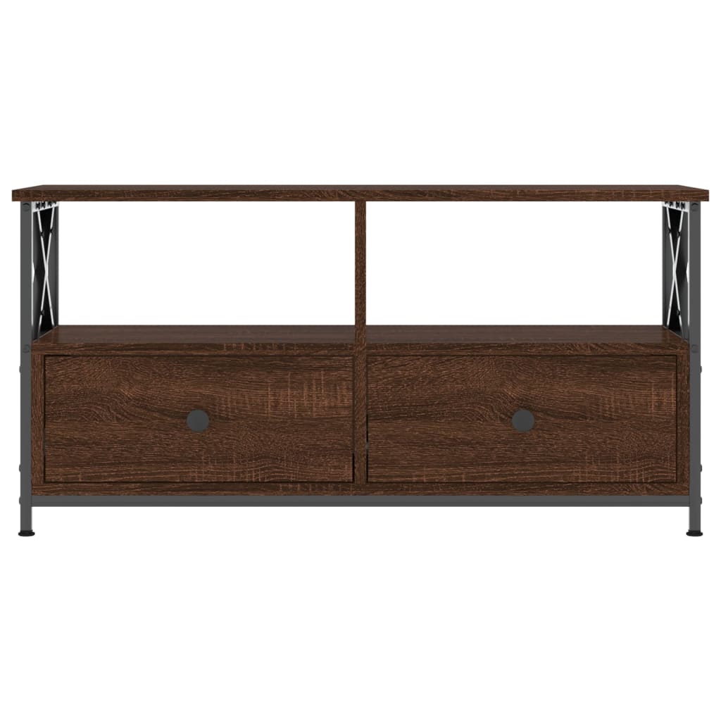 vidaXL TV Cabinet Brown Oak 90x33x45 cm Engineered Wood&Iron