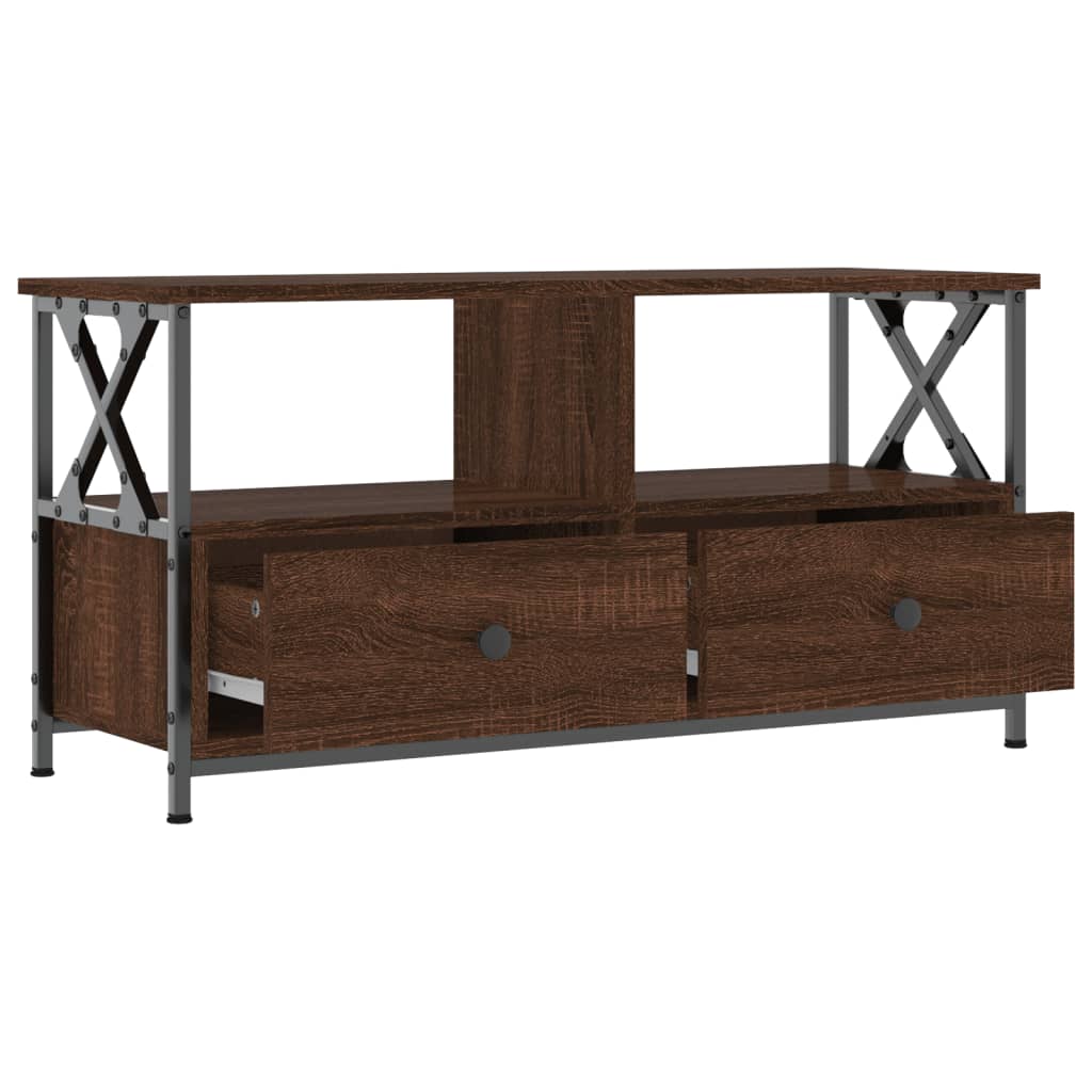 vidaXL TV Cabinet Brown Oak 90x33x45 cm Engineered Wood&Iron