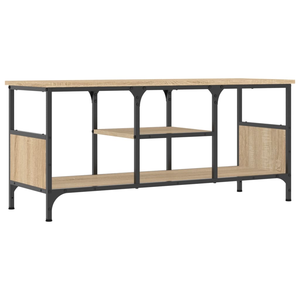 TV Cabinet Sonoma Oak 100x35x45 cm Engineered Wood&Iron