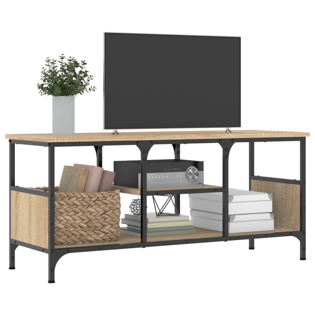 TV Cabinet Sonoma Oak 100x35x45 cm Engineered Wood&Iron