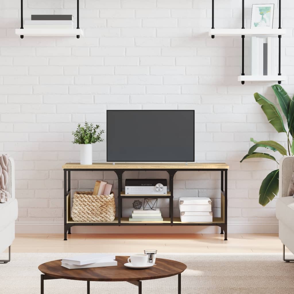 TV Cabinet Sonoma Oak 100x35x45 cm Engineered Wood&Iron