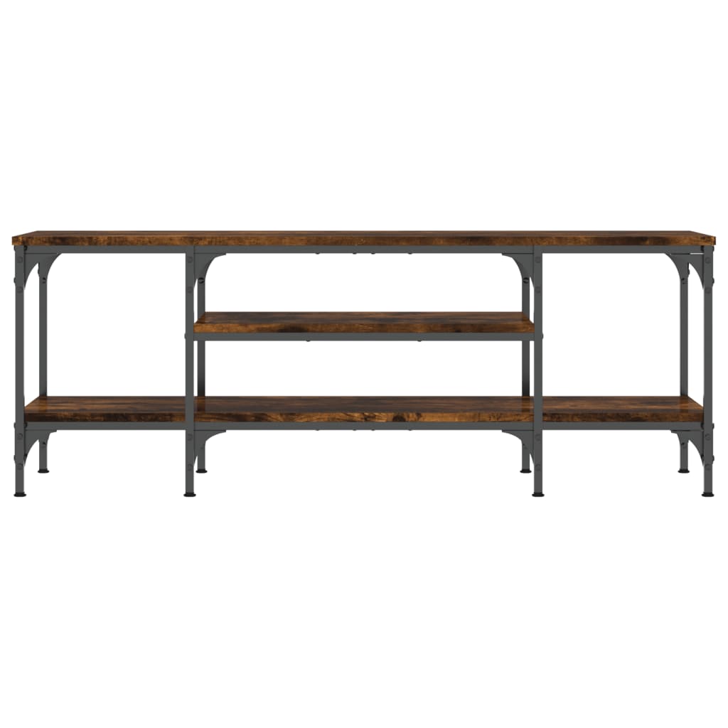 TV Cabinet Smoked Oak 121x35x45 cm Engineered Wood&Iron