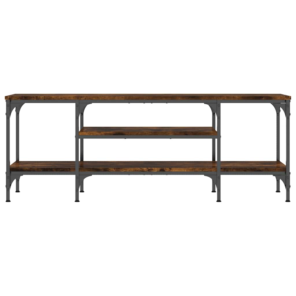 TV Cabinet Smoked Oak 121x35x45 cm Engineered Wood&Iron