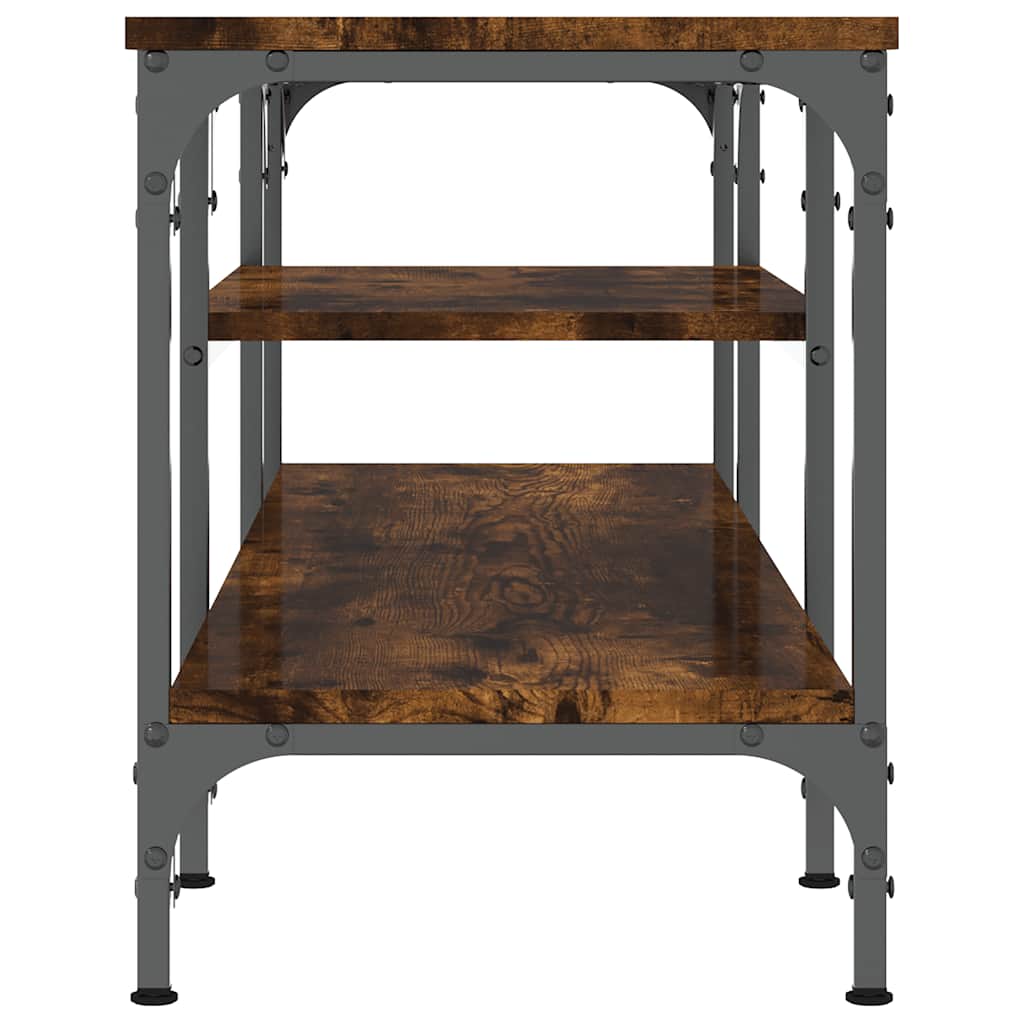 TV Cabinet Smoked Oak 121x35x45 cm Engineered Wood&Iron