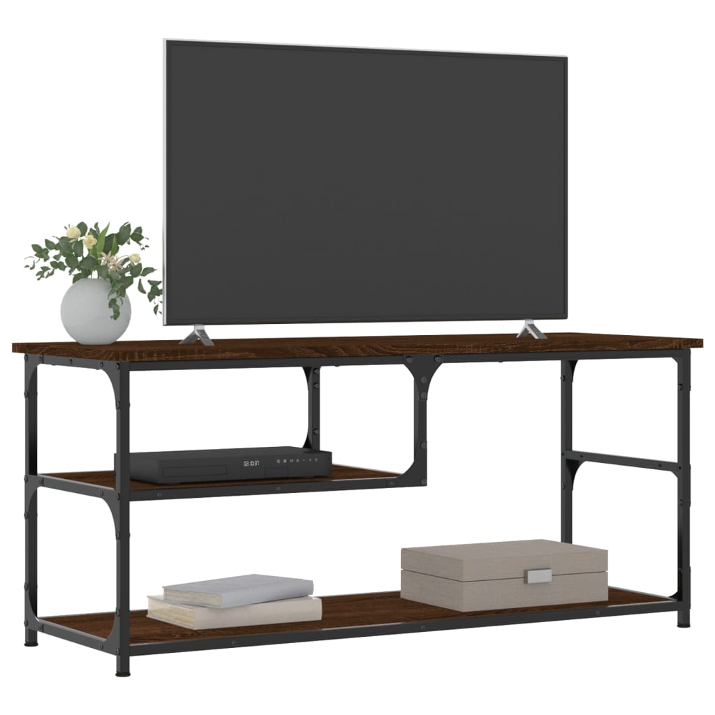 TV Cabinet Brown Oak 103x38x46,5 cm Engineered Wood and Steel