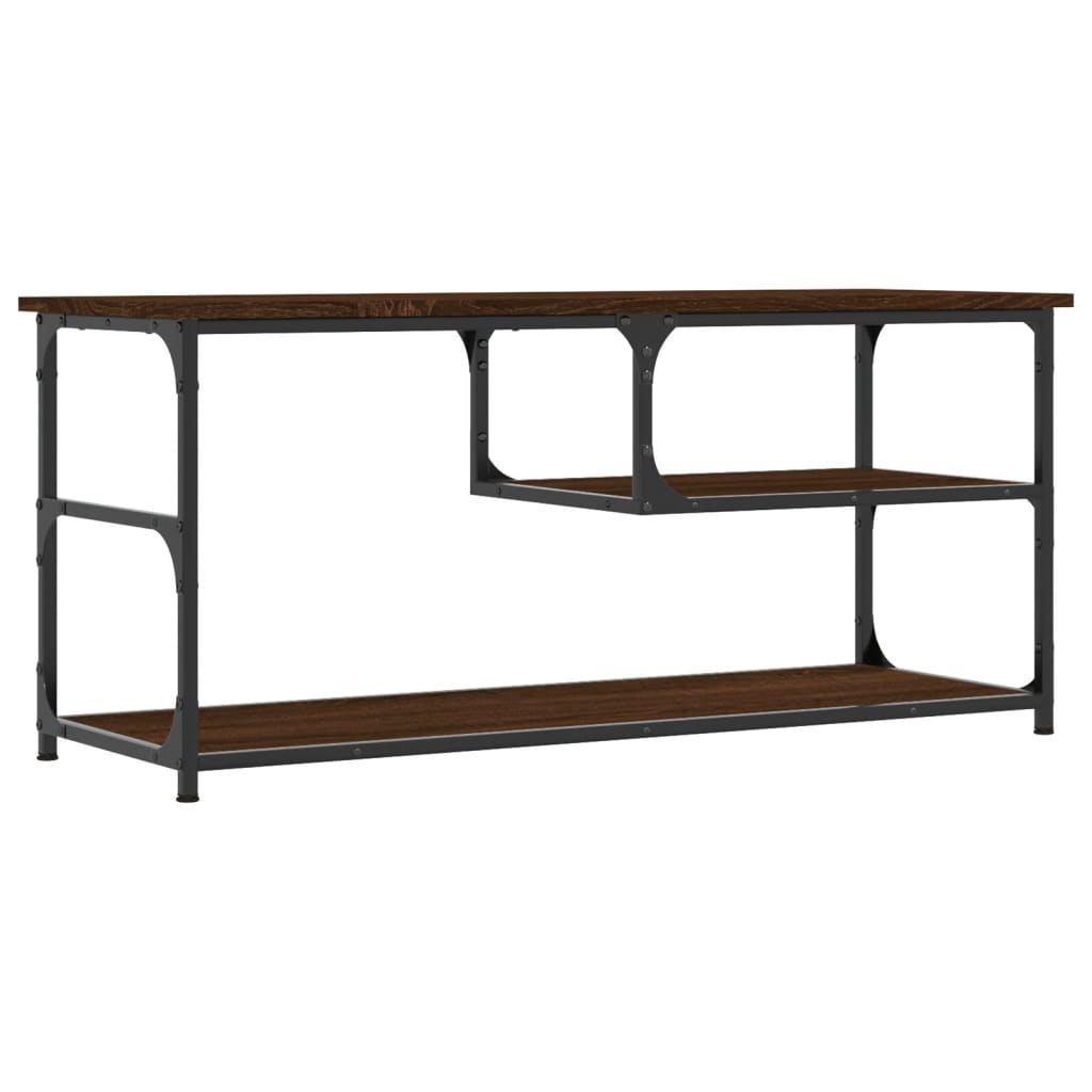 TV Cabinet Brown Oak 103x38x46,5 cm Engineered Wood and Steel