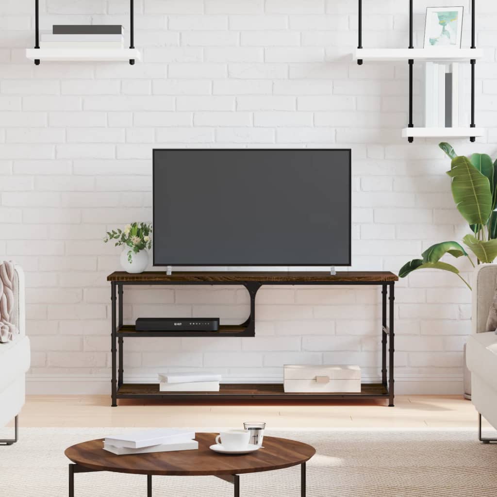 TV Cabinet Brown Oak 103x38x46,5 cm Engineered Wood and Steel