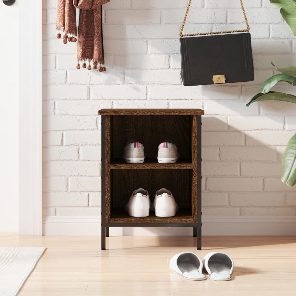Shoe Cabinet Brown Oak 2 compartments for shoes