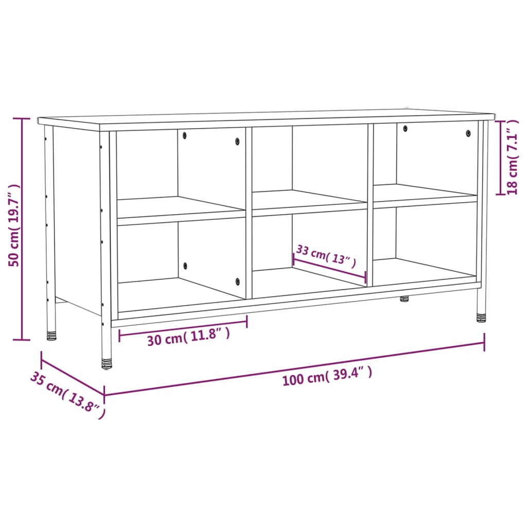 Shoe Cabinet Grey Sonoma 100x35x50 cm Engineered Wood
