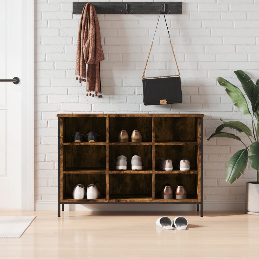 Shoe Cabinet Smoked Oak 9 compartments
