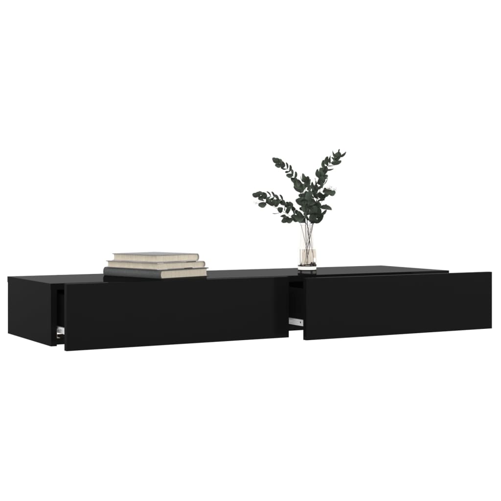 vidaXL TV Cabinet with LED Lights Black 120x35x15.5 cm