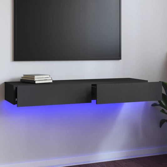 vidaXL TV Cabinet with LED Lights Grey 120x35x15.5 cm