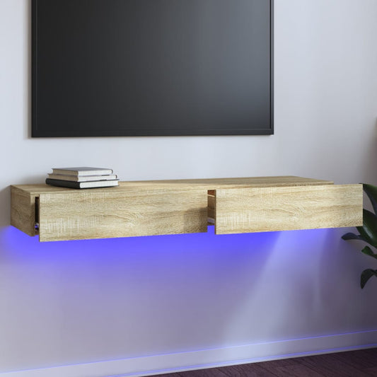 vidaXL TV Cabinet with LED Lights Sonoma Oak 120x35x15.5 cm