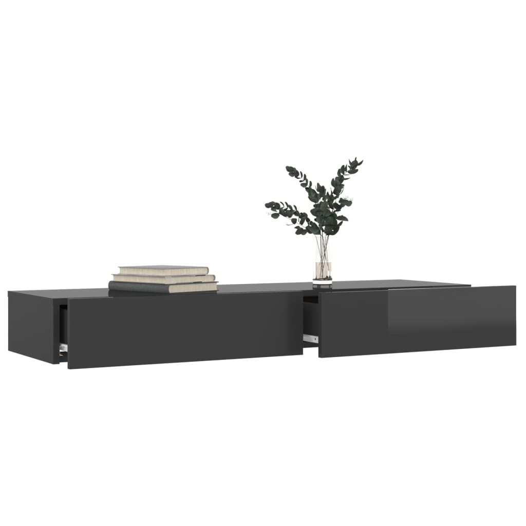 vidaXL TV Cabinet with LED Lights High Gloss Grey 120x35x15.5 cm