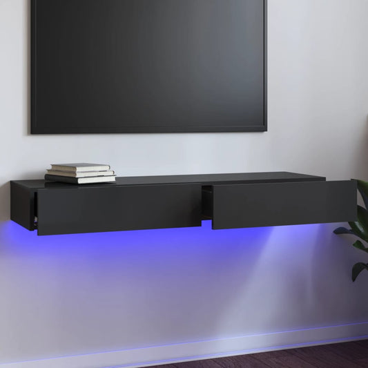 vidaXL TV Cabinet with LED Lights High Gloss Grey 120x35x15.5 cm