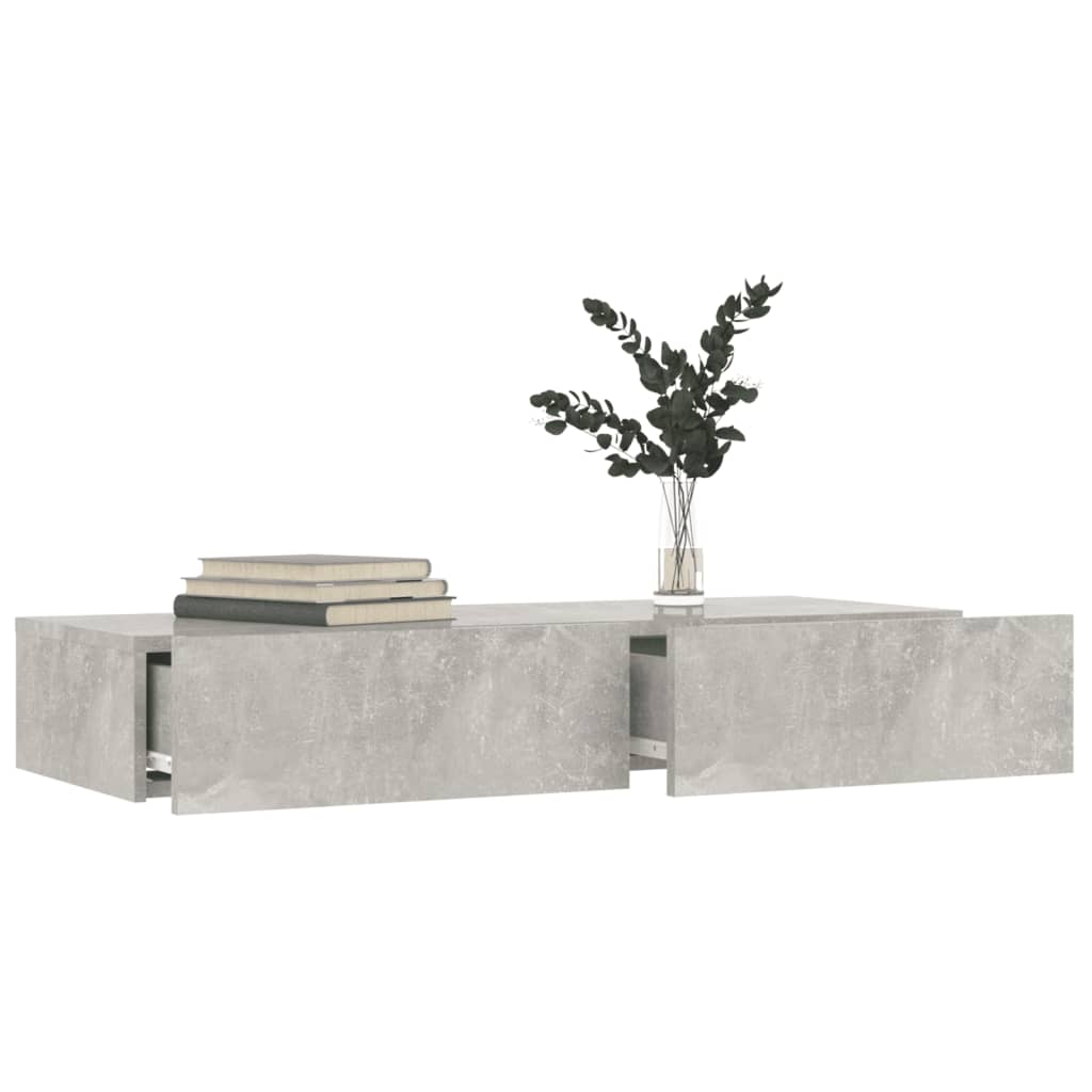 vidaXL TV Cabinet with LED Lights Concrete Grey 90x35x15.5 cm