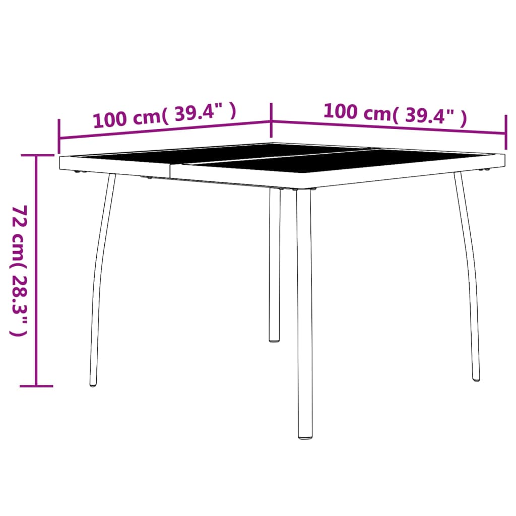 vidaXL Garden Table Anthracite 100x100x72 cm Steel Mesh