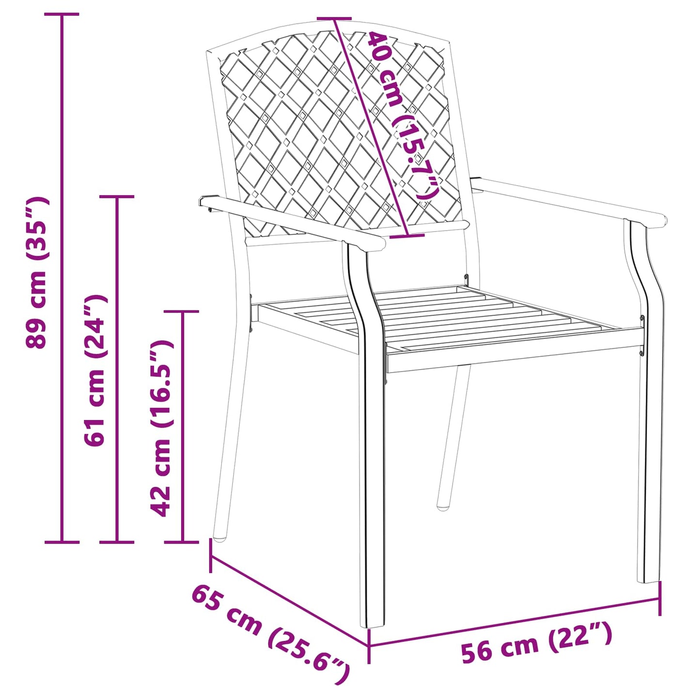 Garden Chair 4 pcs Anthracite 56 x 65 x 89 cm Steel