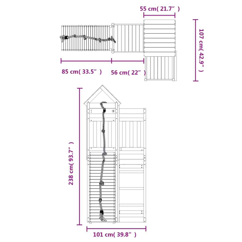 vidaXL Playhouse with Climbing Wall Impregnated Wood Pine