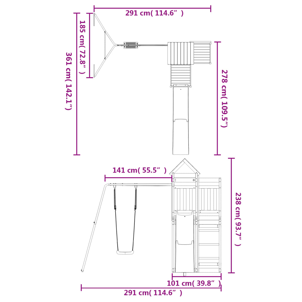 vidaXL Outdoor Playset Solid Wood Pine