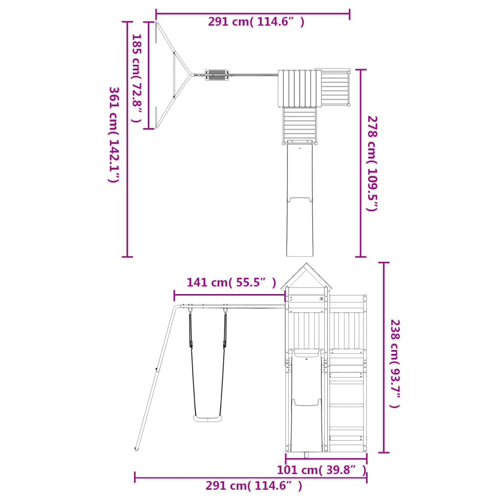 vidaXL Outdoor Playset Impregnated Wood Pine