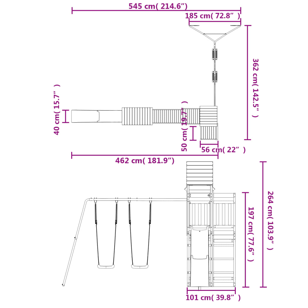 vidaXL Outdoor Playset Impregnated Wood Pine