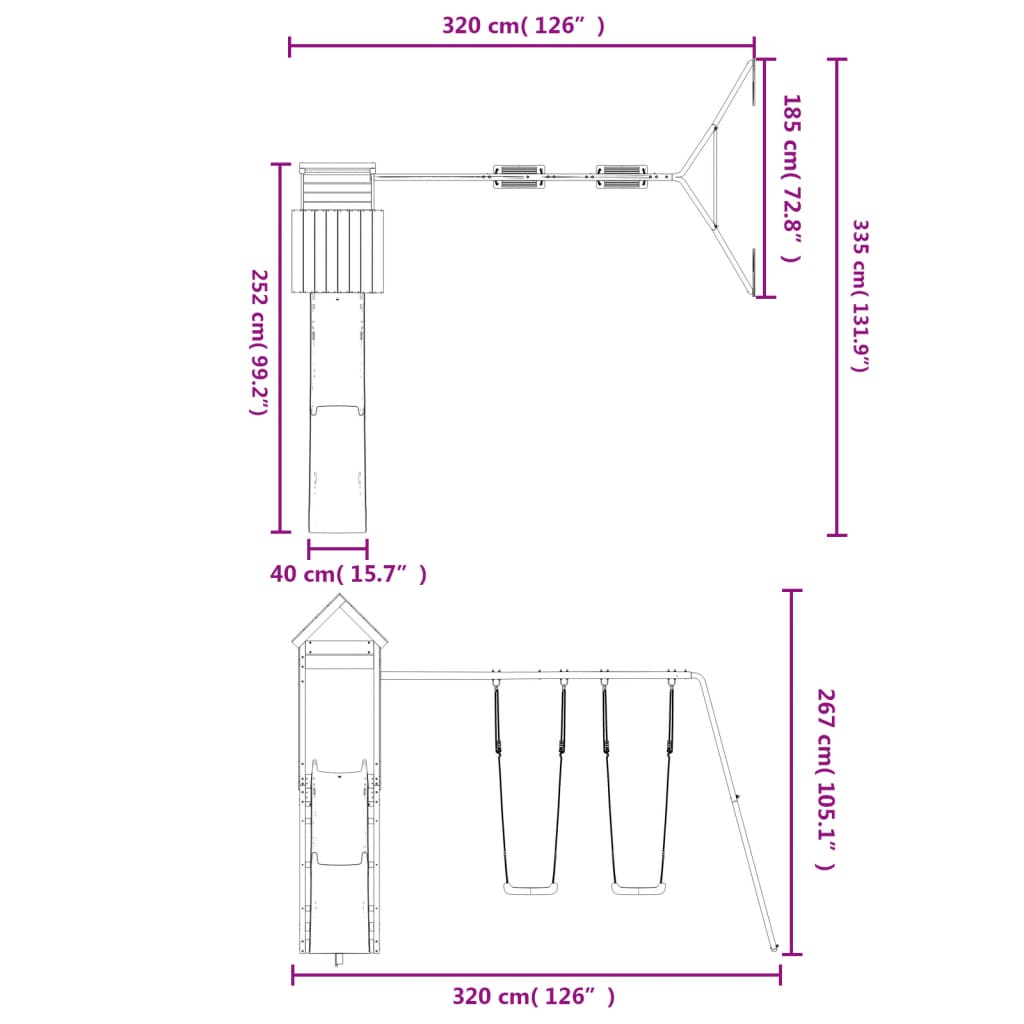 vidaXL Outdoor Playset Impregnated Wood Pine