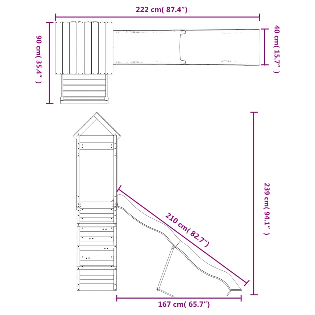 vidaXL Outdoor Playset Solid Wood Douglas