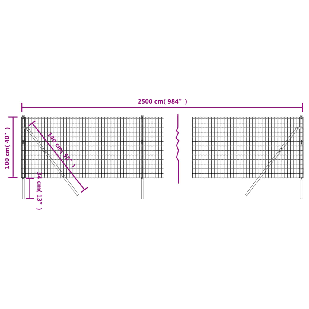 Wire Mesh Fence Green 1x25 m Galvanised Steel