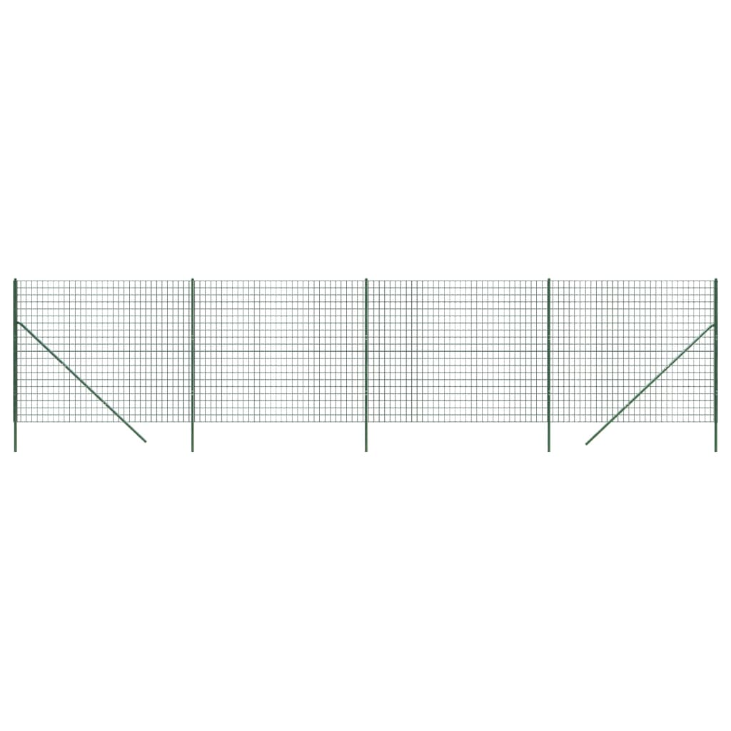 vidaXL Wire Mesh Fence Green 1.4x10 m Galvanised Steel