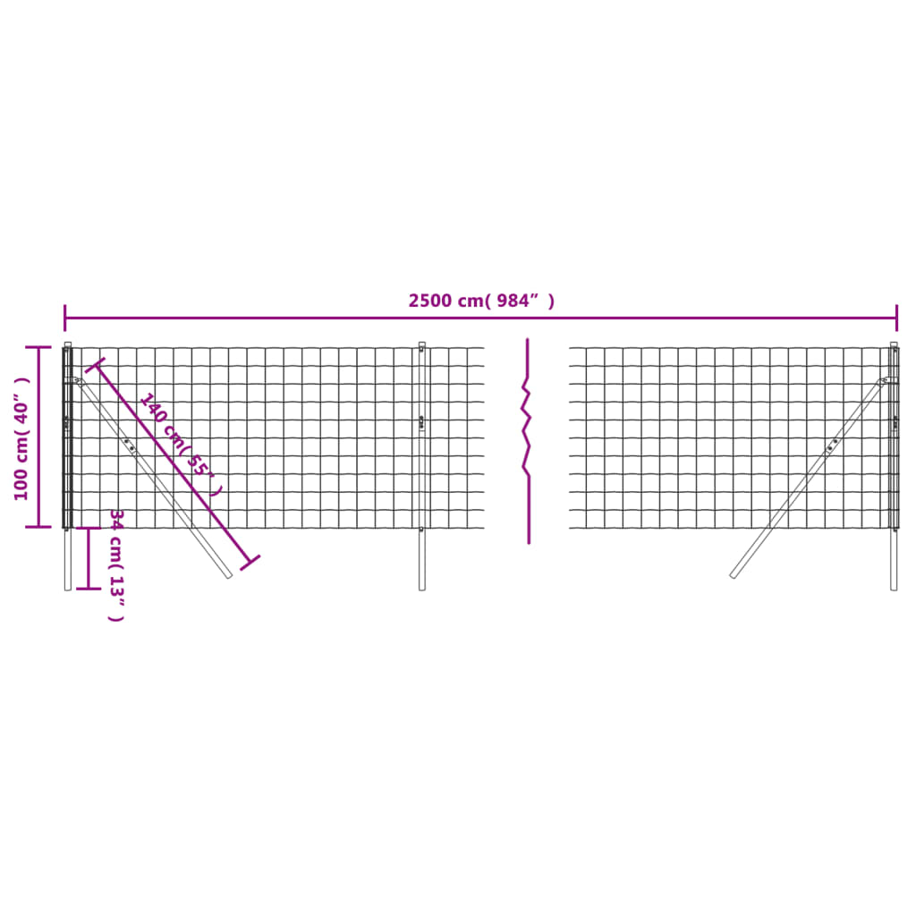 Wire Mesh Fence Green 1x25 m Galvanised Steel