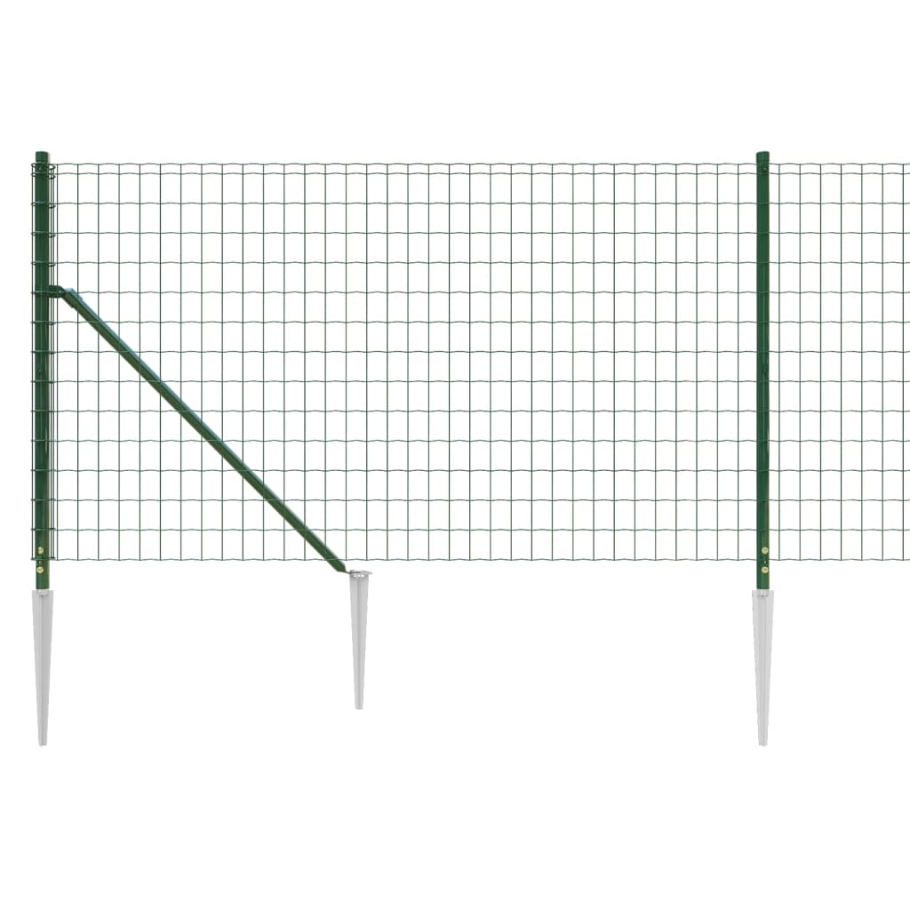 Wire Mesh Fence with Spike Anchors Green 0.8x10 m