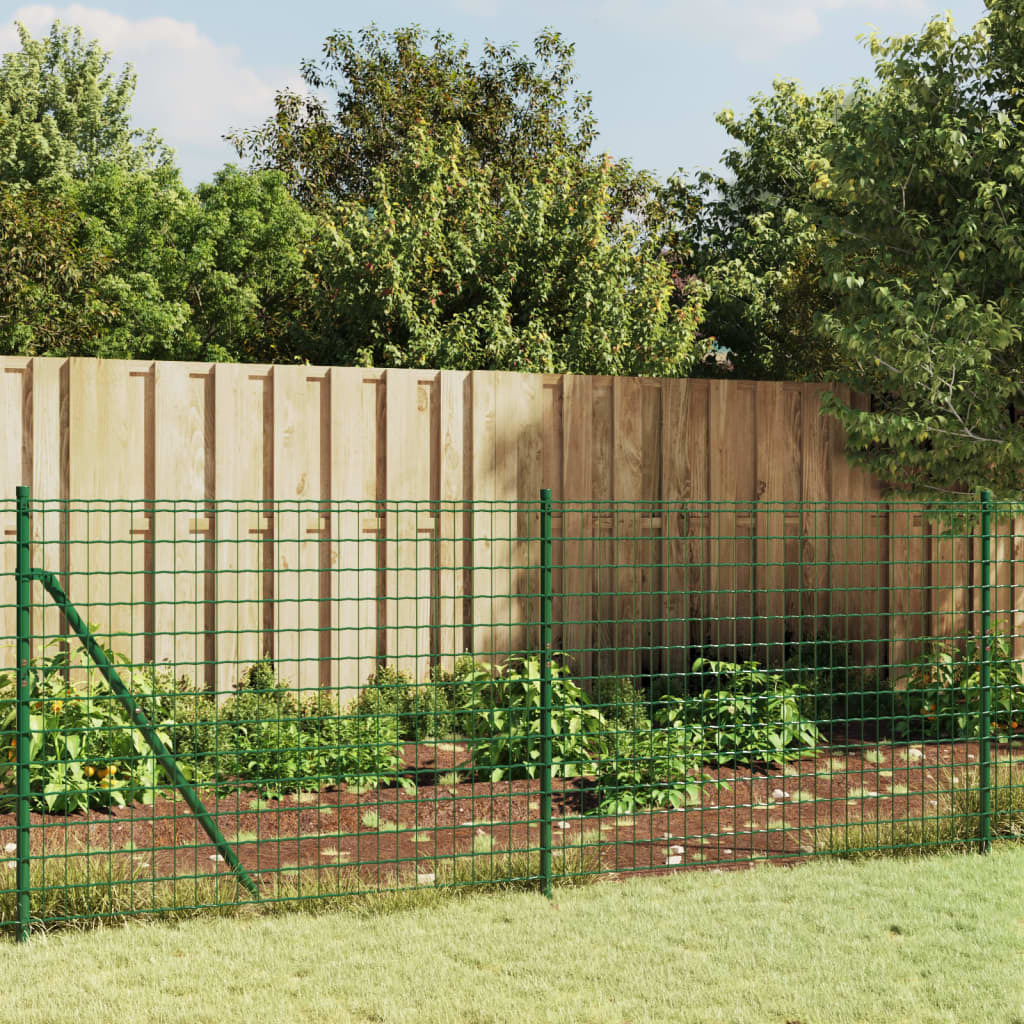 Wire Mesh Fence with Spike Anchors Green 0.8x10 m