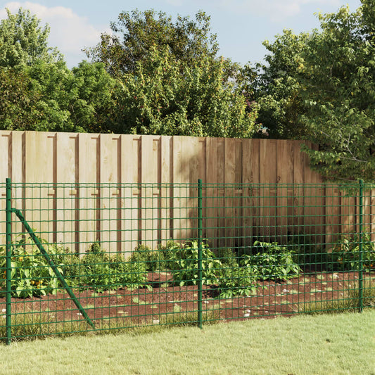 Wire Mesh Fence with Spike Anchors Green 0.8x10 m