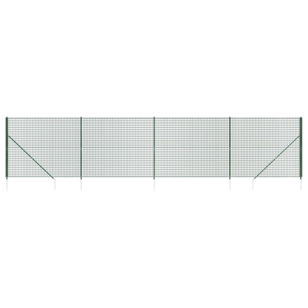 vidaXL Wire Mesh Fence with Spike Anchors Green 1.4x10 m