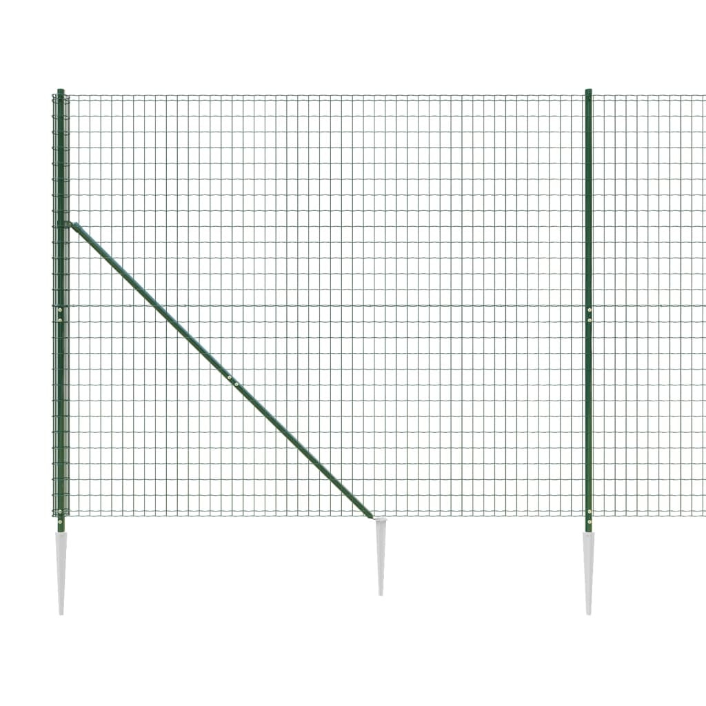 vidaXL Wire Mesh Fence with Spike Anchors Green 1.4x10 m